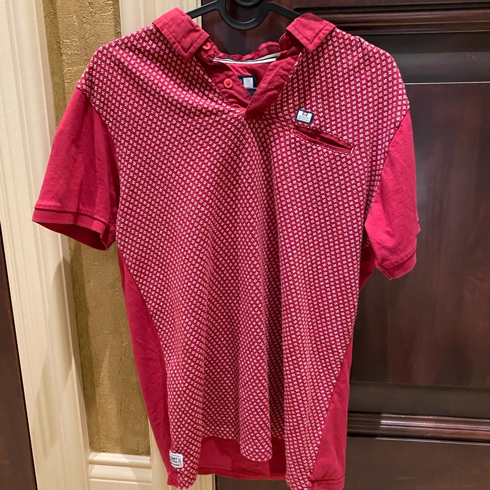 Weekend Offender Men’s SS Polo Red Patterned Size S